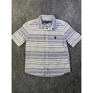 US Polo Assn Shirt Boys Small 6-7 Striped Short Sleeve Button Up Pocket